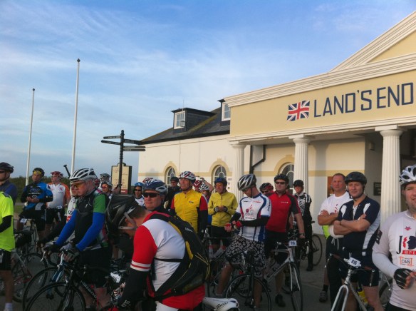 The famous signpost is there in the background.