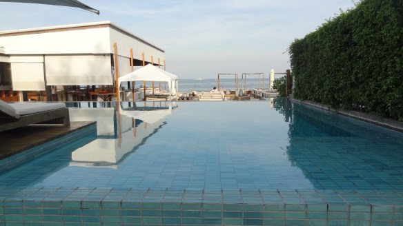 View at front terrace of hotel overlooking Gulf of Thailand