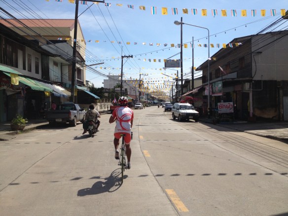 Cycling through a fairly typical Thai town...