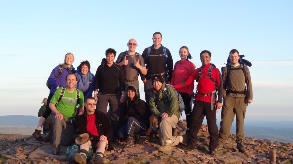 On the summit of Pen Y Fan at sunrise 