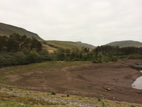 Start of the walk near the Neuadd reservoir, the Brecons in the distance.