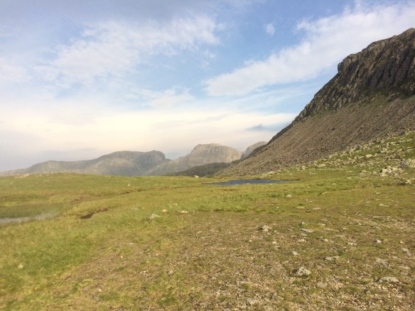 And towards the top of Bowfell, looking towards Scafell Pike in the distance.