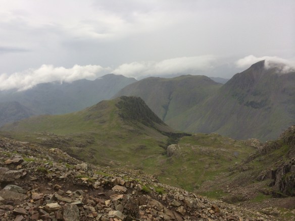 Great Gable (right) and Green Gable from just below Scafell Pike