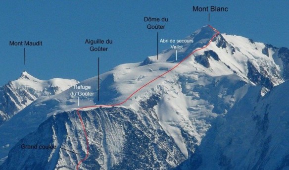 The final route to the top - the Grand Couloir may well be tricky...