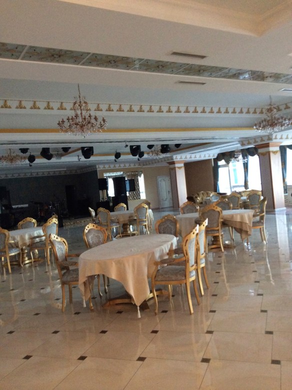 The somewhat overelaborate breakfast setting at the Intourist Hotel