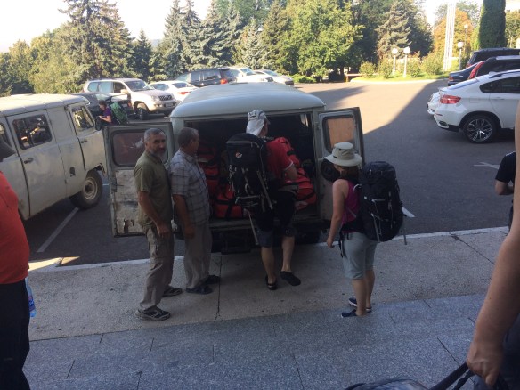 squeezing in the luggage - it fit, just.