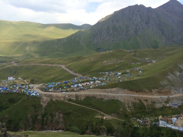 The campsite down the valley which brought masses of people to the 'healing' springs....