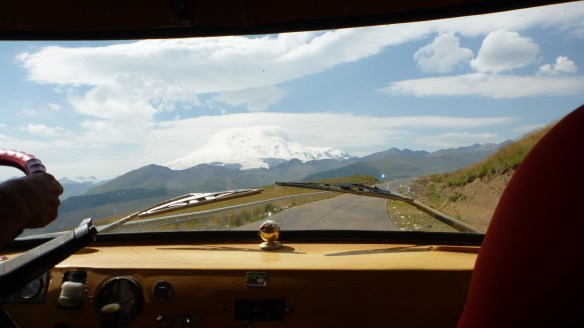 The mighty (and that's an understatement) Elbrus comes into view finally.