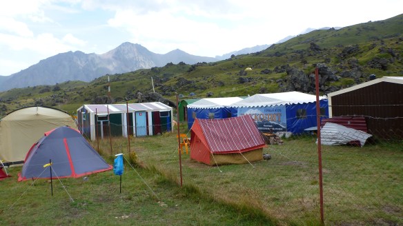 Elbrus Base Camp, north side - the boys' hut is on the left.