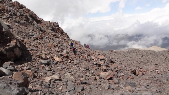 The path through the boulders as the climb began to steepen....