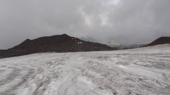 Looking back down the glacier towards our huts, middle left of picture.