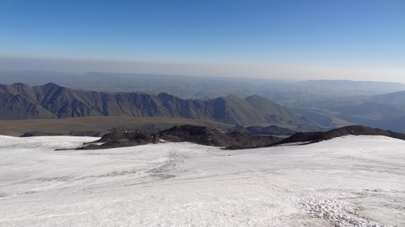Looking back down towards High Camp from about 4,600m. If you look very closely there are climbers just starting out way down below.