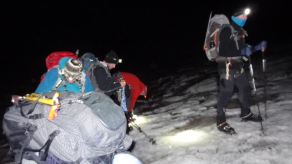 Headtorches on, crampons tightened, we are off!