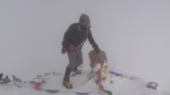 The summit stone at 5,642m - the second of my Seven Summits.