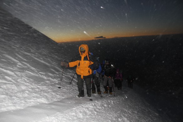 Viktor leading our troop, now diminished by three, just before day breaks.