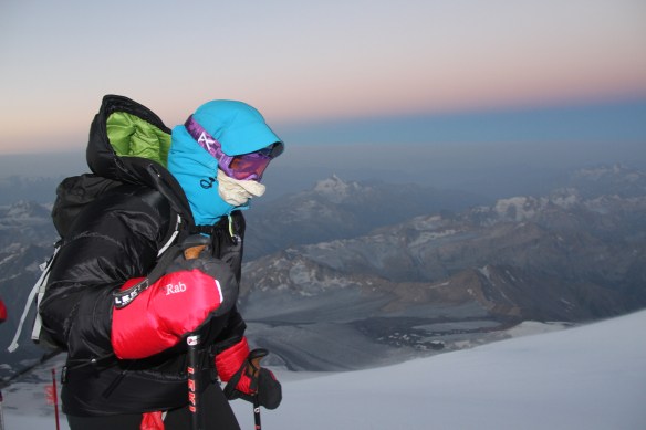 Roxanne heading towards the saddle - the corona we saw is well evident in the background here.