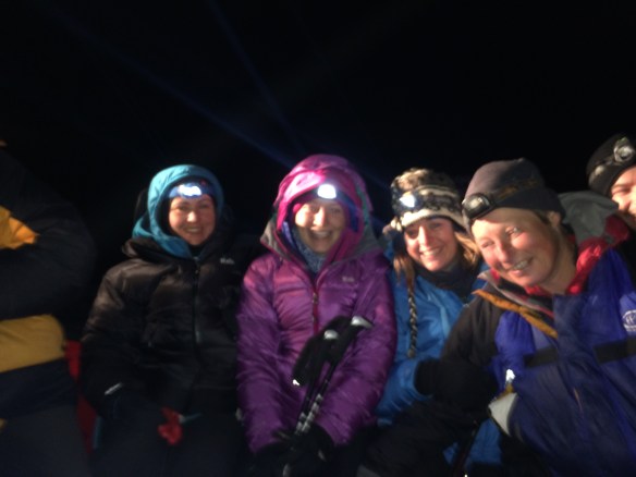 Sat expectantly on the back on the snowcat, 2am.