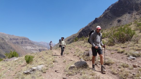 The dry and dusty first day continues - Pete, Mo and Fred lead the way.