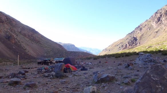 The sun goes down over the Guanacos Valley, Christmas Eve - even the mules are still.