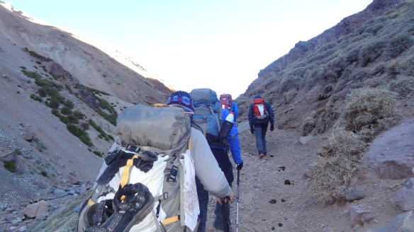 The path starts to climb fairly steeply in places, and it is still very cold out of the sun.