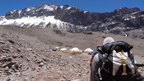 The tents of Base camp finally come into view. We'd still pitch our own of course.