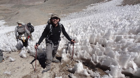 heading up through the ice pinnacles (penitents) on our way to Camp 1.