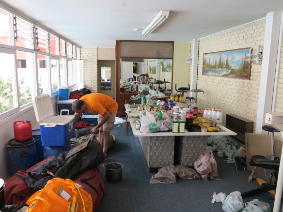 part of the food and kit we'd need to take up to the mountain with us.