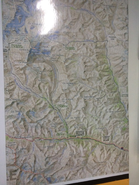 A map on the wall of the climbing shop showed the route to Aconcagua - it didn't mean much as yet...