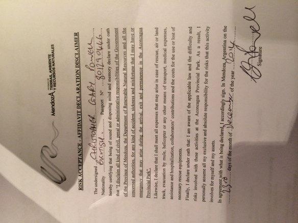 Disclaimer form signed - I still haven't read it!!