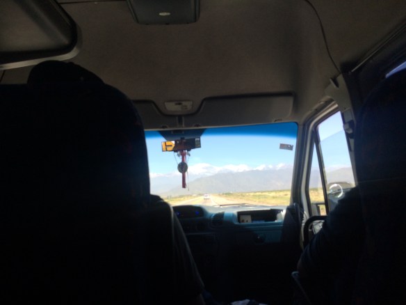 The Andes come into view from the van