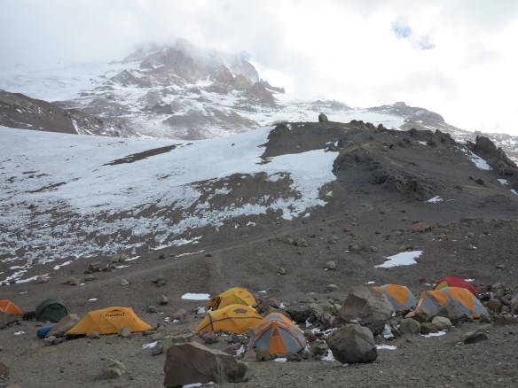 The tents pitched at Camp 2 - there are prettier places to camp.......