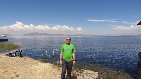 First sighting of the quite magnificent Lake Titicaca.