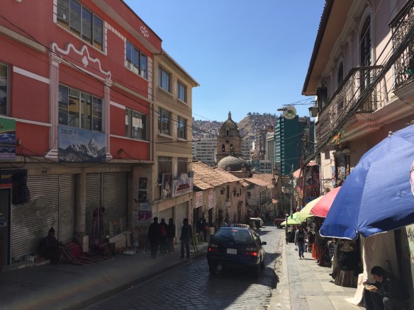 The streets of La Pax, near the church of San Sebastian 