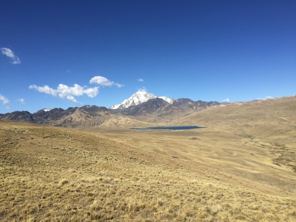 Huana Potosi (6,088m), nest week's objective, looms into view.