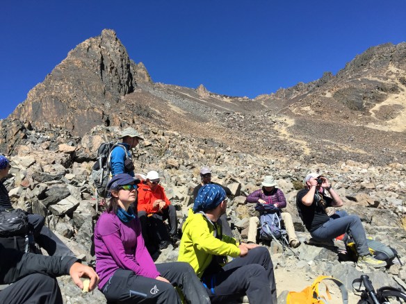 Taking a breather at about the half way point above 5,000m, the landscape changing quite significantly up here.