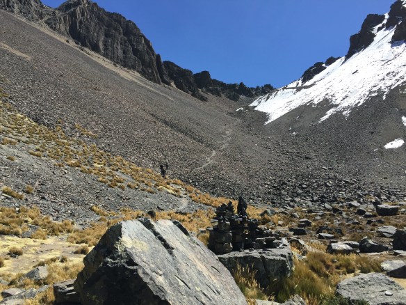 Part of the descent through the scree field.