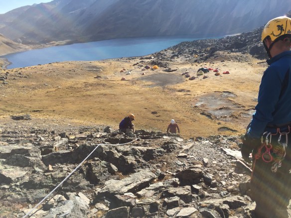 Fixed line practice above Base Camp.